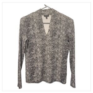 Talbots Petite Animal Print V-Neck Top | SP